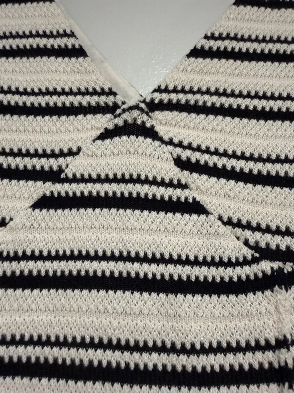 Striped Knit V-Neck Maxi Dress in Cream and Black universal thread XS